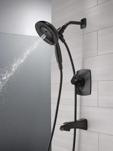 Vista 10 de Delta Vesna 14 Series 144789-BL-I - Juego de grifería de bañera y ducha de color negro mate con cabezal de ducha dual In2ition 2 en 1 con rociador