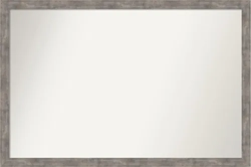 Vista 209 de Amanti Art Silver Bathroom Mirror for Over Sink, 26x45 Custom Made Marred Pewter Rectangle Vanity Mirror, Oversize Casual Wood Frame, Hangs Estaño