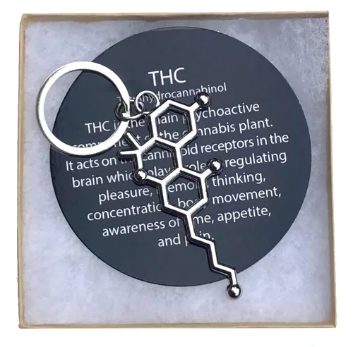 Vista 3 de THC Molecule Llavero de marihuana, Metal