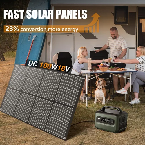 Vista 2 de Paneles solares portátiles de 100 vatios, panel solar plegable de 100 W para estación de energía, camping, senderismo, vida fuera de la red, paneles