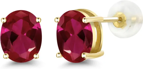Vista 284 de Gem Stone King Aretes de oro de 14 quilates con piedra natal ovalada de 0.315 x 0.236 in Aretes de oro para mujer