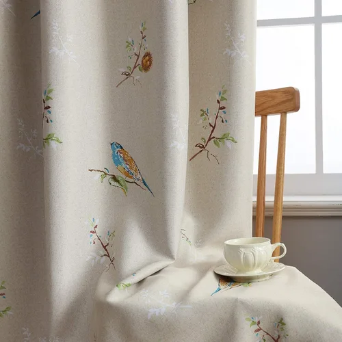 Vista 12 de SUOUO - Cortinas opacas de doble cara con estampado de pájaros de 84 pulgadas, 2 paneles, cortinas rústicas de granja vintage para ventana