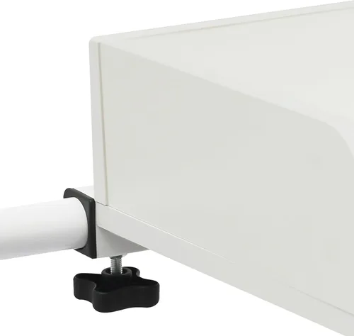 Vista 7 de Mesa enrollable ajustable con ruedas – Escritorio de madera expandible para laptop, altura ajustable, color blanco, perfecto para estaciones