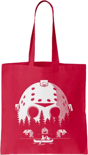 Vista 8 de Camp Crystal Lake Scenery - Bolsa reutilizable para comestibles con máscara Jason (negro)