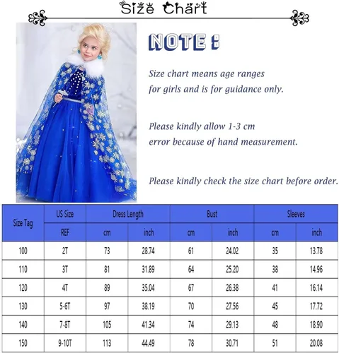 Vista 7 de Kidswant Toddler Baby Girls Luxury Princess Party Halloween Cosplay Costume Dress Up with Accessorries
