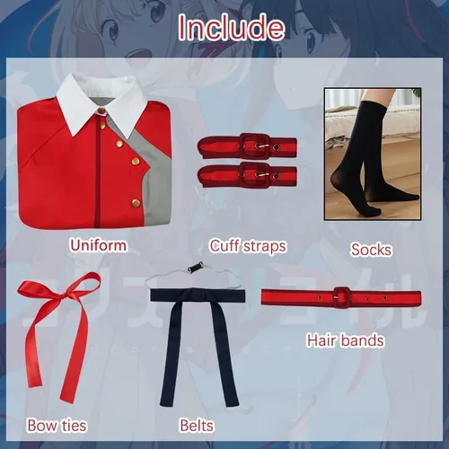 Vista 7 de Lycoris Recoil - Disfraz de cosplay de Nishikigi Chisato, uniforme escolar japonés
