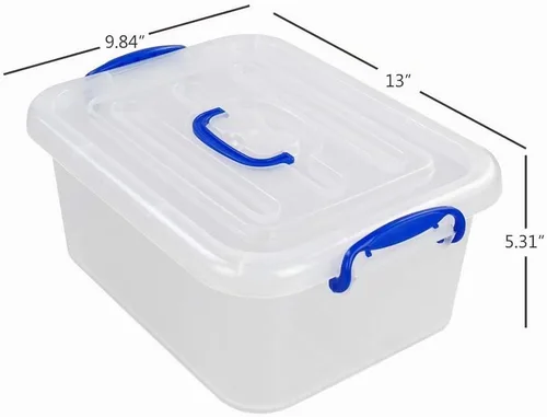 Vista 3 de Contenedores de almacenamiento de plástico transparente de 8 litros, 2 paquetes de cajas de almacenamiento con tapas