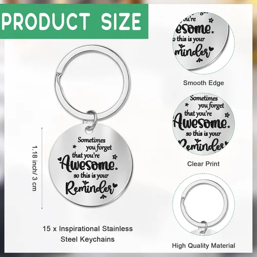 Vista 3 de Fumete 45 piezas de regalos de agradecimiento a granel, bolígrafos inspiradores y llaveros con bolsas de organza, impresionante reconocimiento