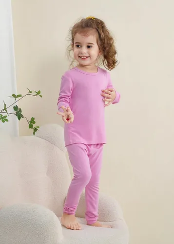 Vista 7 de GUISBY Conjunto de pijama de rayón de bambú para niños y niñas, ajuste cómodo, para uso diario, conjunto de pijama de 2 piezas