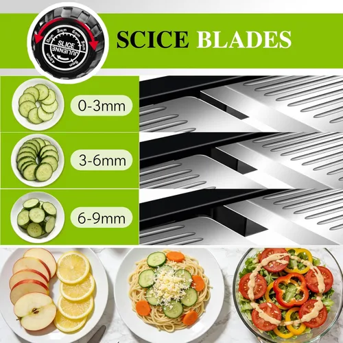 Vista 3 de MASTERTOP Rebanadora Mandolina de Acero Inoxidable Ajustable para Cocina. Rebanador de Vegetales, Cebolla, Papa, Fruta, Patatas Fritas, Cortador