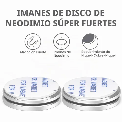 Vista 2 de E BAVITE Imanes de disco de neodimio súper fuertes con adhesivo de doble cara, potentes imanes permanentes de tierras raras, 1.26 pulgadas