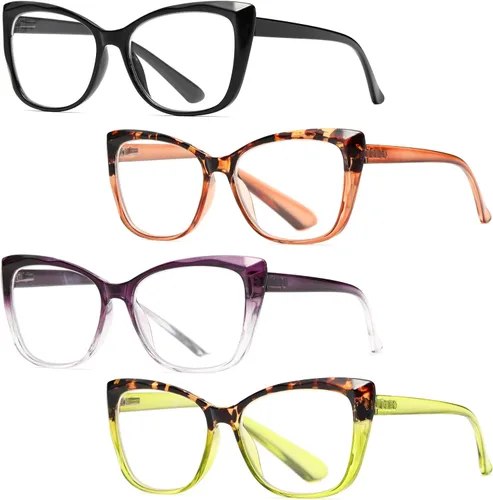 Vista 13 de Lentes de lectura de gran tamaño con diseño de ojo de gato para mujer, ligeros y grandes, lentes de moda para hombres, Paquete de 2 (negro+tortuga)