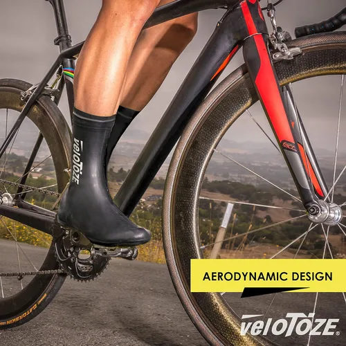 Vista 4 de veloToze Funda para zapatos alta 2.0 Fundas para zapatos de ciclismo de carretera, impermeables, resistentes al viento para paseos en bicicleta