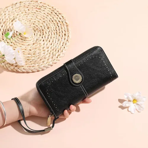 Vista 7 de SENDEFN Cartera de cuero para mujer, con bloqueo RFID, tarjetero para tarjetas de crédito, cartera de mano para mujer