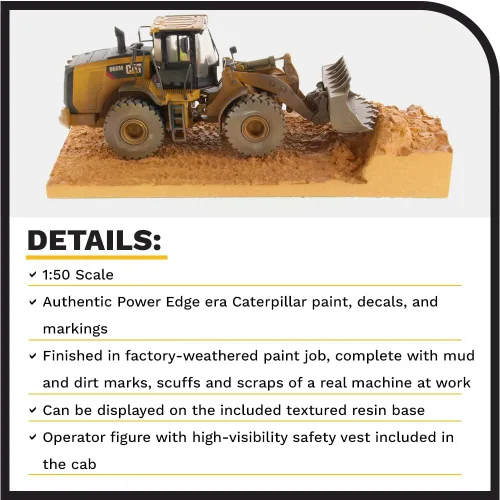 Vista 4 de Diecast Masters - Cargador de ruedas mediano desgastado 1:50 Caterpillar 966M - Serie desgastada - 85703