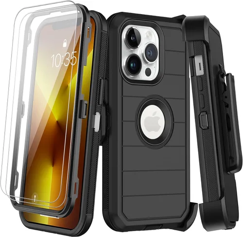 Vista 11 de KECAI Funda para iPhone 13 Mini con Protector de Pantalla Integrado, Funda con Clip para Cinturón, Resistente de Servicio Pesado a Prueba de Golpes