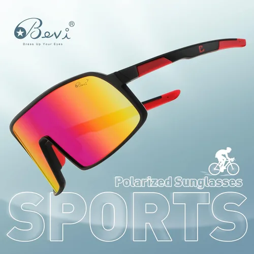 Vista 4 de Bevi - Lentes de sol deportivos polarizados con montura TR90 para hombres y mujeres, conducción al aire libre, ciclismo