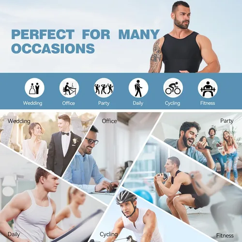 Vista 6 de Body Shaper, chaleco de compresión para adelgazar, control de abdomen, para ocultar el pecho, ginecomastia