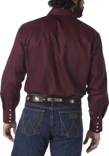 Vista 2 de Wrangler Men's Cowboy Cut Western Long Sleeve Snap Work Shirt Firm Finish