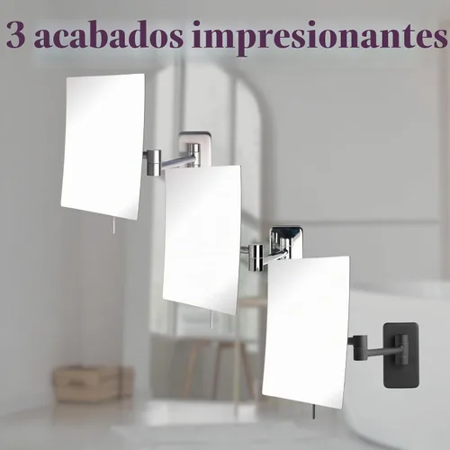 Vista 6 de JERDON Espejo de maquillaje de montaje en pared con aumento 5X - Espejo rectangular de 8.75 x 6.5 pulgadas que se extiende 14 pulgadas - Acabado