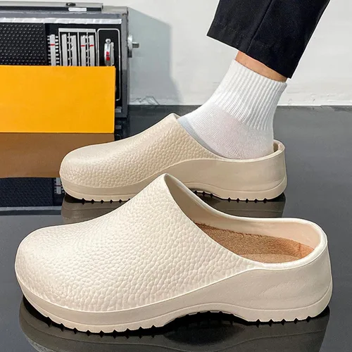 Vista 2 de ihinzry Zuecos de chef profesional, antideslizantes, impermeables, zapatos de trabajo para enfermeras, personal de cocina con soporte de arco