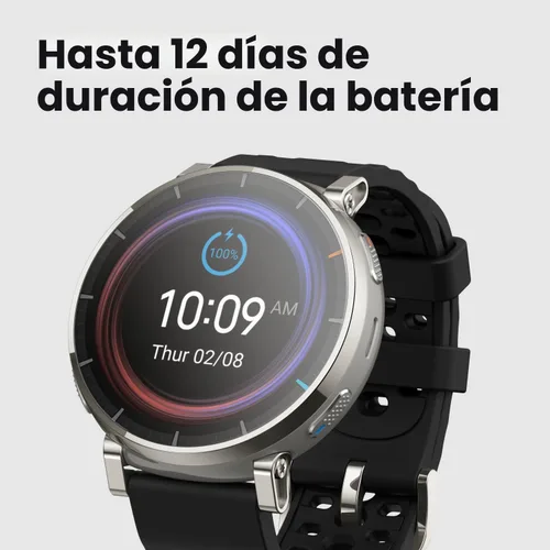 Vista 5 de Amazfit Reloj inteligente Active 3, cristal de zafiro AMOLED de 1.32", GPS Aero White (banda blanca)