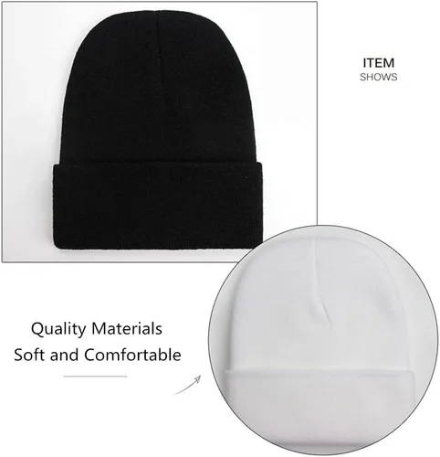 Vista 5 de Gorro de punto unisex para adultos, para hombres y mujeres, cálido y cómodo Beige