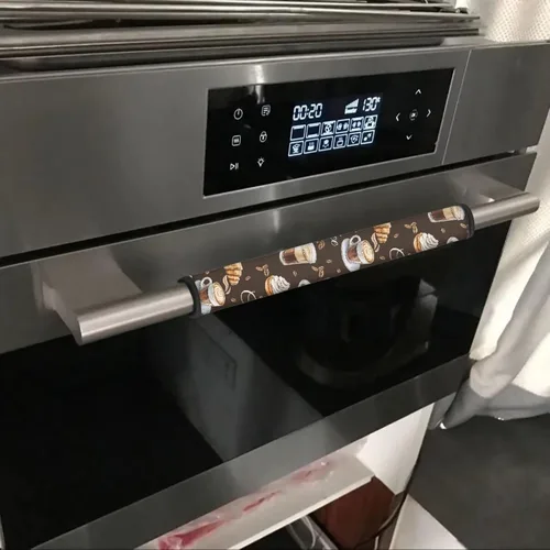 Vista 5 de Juego de 4 fundas protectoras de repuesto para manija de puerta de refrigerador con temática de té de la tarde para microondas, horno, refrigerador