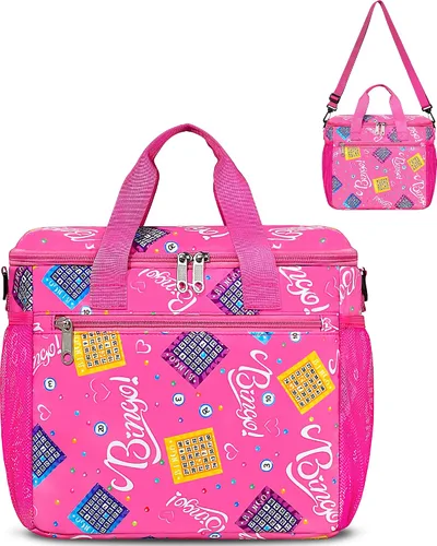 Vista 9 de Bolsa de bingo para Daubers Dabbers Dotters Bolsa de mano con bolsillos para suministros de bingo (negro)