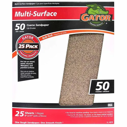 Vista 17 de Gator - Hojas de lijado multisuperficie de 9 x 11 pulgadas, grano 36, paquete de 25