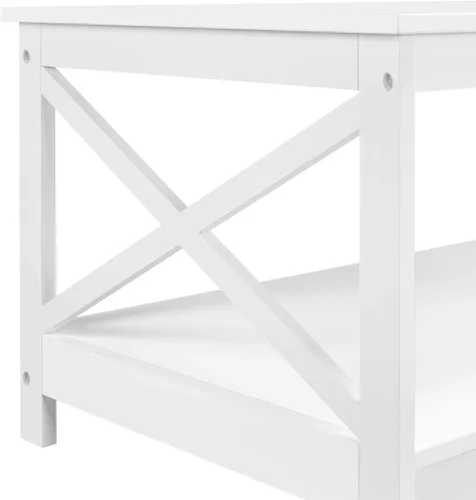 Vista 6 de Yaheetech Simple X-Design - Mesa auxiliar de cóctel con estante de almacenamiento, mesa central de 2 niveles para sala de estar y oficina