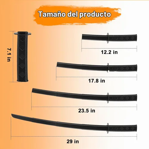 Vista 3 de 2 piezas de espadas de samurái retráctiles de gravedad impresas en 3D, modelo de juguete de espada de katana falsa telescópica de plástico, armas