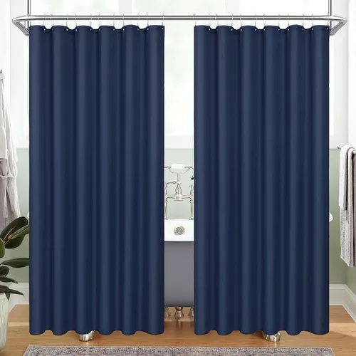 Vista 37 de MitoVilla Forro de cortina de ducha de tamaño medio, 36 x 72 pulgadas, forro de cortina de baño para hotel moderno, forro de ducha negro, lavable