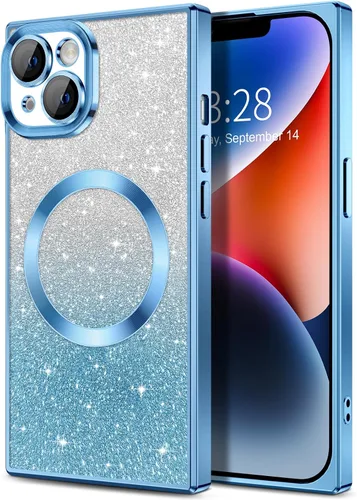Vista 56 de Hython Funda para iPhone 13 Pro transparente con purpurina magnética [compatible con MagSafe] Protector completo de lente de cámara delgado