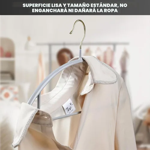 Vista 7 de MOPALL - Perchas de ropa antideslizantes con revestimiento de goma de metal, paquete de 20, color gris