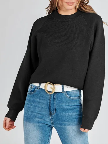 Vista 3 de ANRABESS Suéter de manga larga Dolman de gran tamaño para mujer, cuello redondo, hombros caídos, ajuste holgado, ropa de otoño 2023