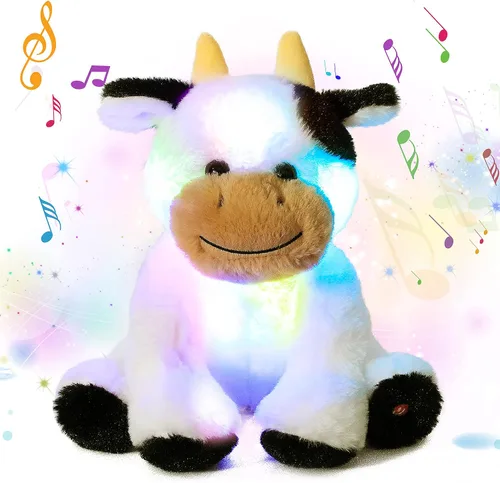Vista 6 de Oso de peluche con luces LED brillantes, luz nocturna musical, juguete de peluche canta canciones de cuna, regalos de Navidad, para cumpleaños