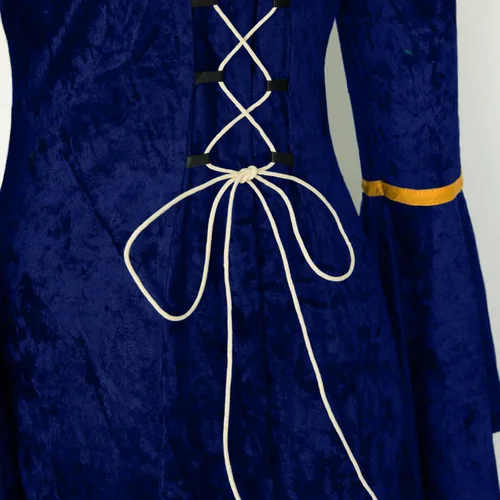 Vista 7 de Effeltch - Disfraz retro de Halloween para mujer vestido largo con cordones estilo medieval renacentista e irlandés