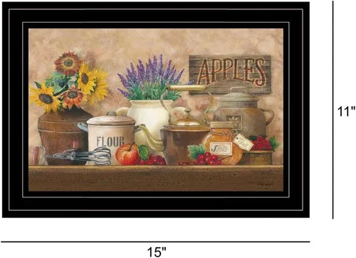 Vista 3 de Trendy Decor4U Arte de pared impreso de cocina antigua, 15 x 11 pulgadas, marrón