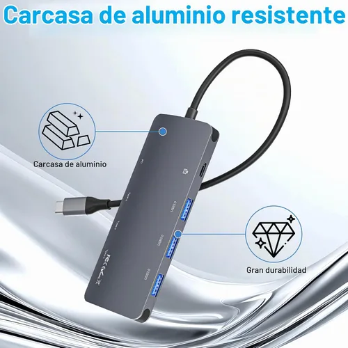 Vista 8 de Hub USB C de 10 Gbps, divisor USB C con pantalla de video de 4K a 60 Hz, carga de entrega de energía de 100 W, adaptador multipuerto USB 4 Hub