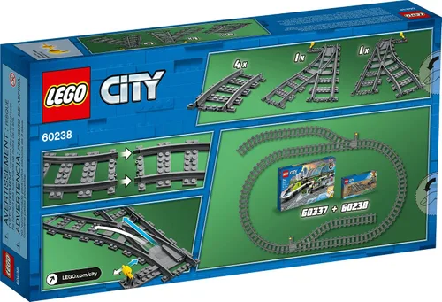 Vista 5 de LEGO City Trains Switch Tracks 60238 - Juego de juguetes de construcción para niños, niños y niñas a partir de 5 años (8 piezas) (paquete de 2)