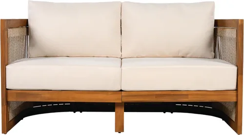 Vista 10 de Christopher Knight Home Nesbit - Juego de muebles de patio de 8 plazas con cojín extraíble, juego de conversación de madera de acacia
