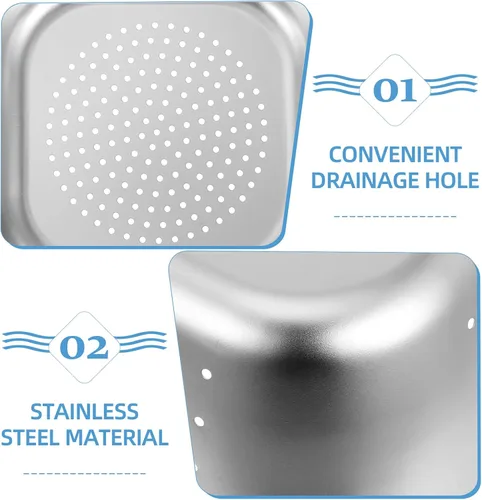 Vista 6 de VOSAREA Lavabo cuadrado de acero inoxidable, colador de metal, colador cuadrado de gran capacidad, para frutas, cocina, lavado de verduras
