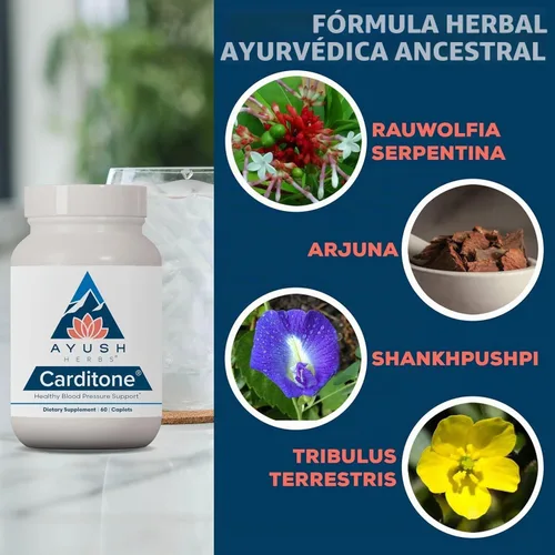 Vista 4 de Carditone, 60 cápsulas Ayush Herbs, 891501001111, Blanco, 1, 1 Suplemento natural para la salud del corazón para mujeres y hombres, arjuna, calcio