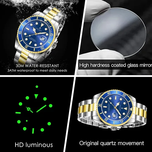 Vista 4 de BENYAR Mens Watches, Waterproof Chronograph Analog Quartz Movement Men's Wrist Watch, Fashion Business Easy Read Luminous Watches for Men with