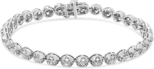 Vista 2 de Pulsera de plata de ley 925 de 1,0 quilates con placa milagrosa de 7.0in (I-J, claridad I3)