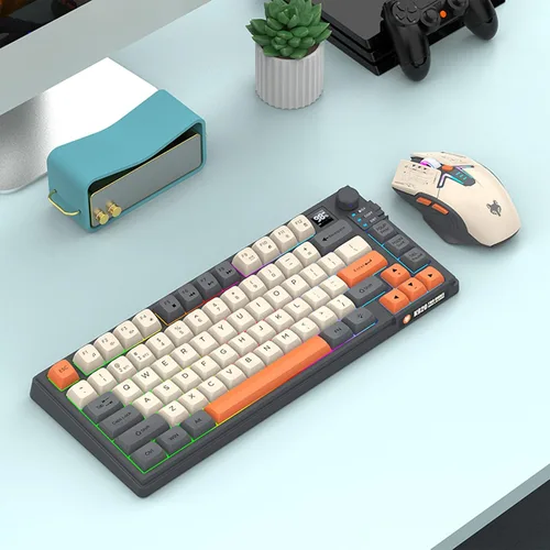 Vista 9 de 75 % Combo de Teclado y Mouse para Juegos Inalámbrico, Modo Tri BT5.0/2.4GHz/USB-C, Teclado Retroiluminado RGB + Ratón 3D 1600DPI, Batería 2000mAh
