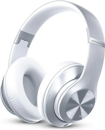 Vista 9 de Auriculares Bluetooth sobre la oreja, 60 horas de reproducción, plegables, inalámbricos, Bluetooth Hi-Fi estéreo de graves profundos con 6 modos