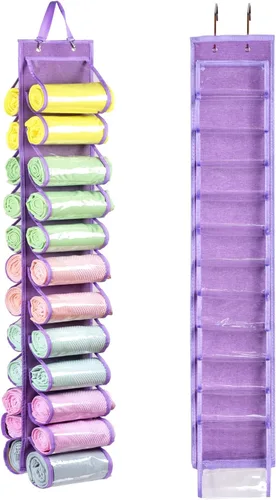 Vista 12 de Bolsa de almacenamiento para leggings con colgador, puede contener 24 leggings o camisas, compartimento para jeans, colgador de almacenamiento