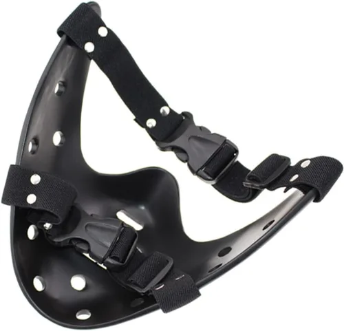 Vista 5 de Máscara de Hannibal Lecter El silencio de los corderos, máscara de media cara, máscara de demonio de terror, disfraz de Halloween, accesorios